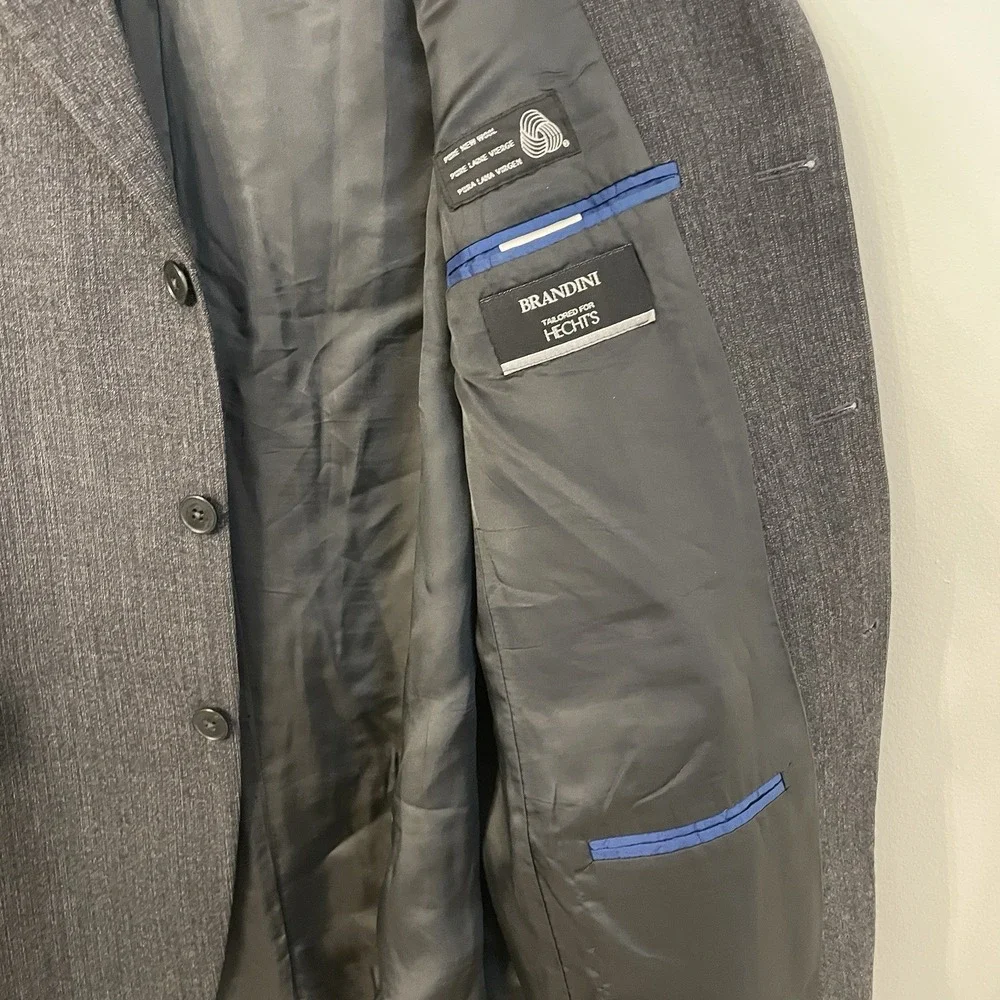 Brandini Pure Wool Blazer 41R Dark Gray Made in Canada Workwear Sport Coat